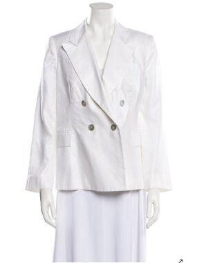 Anne Fontaine White Double-Breasted Linen Blazer